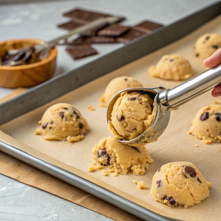Chocolate cookie dough on the Cookie Sheet